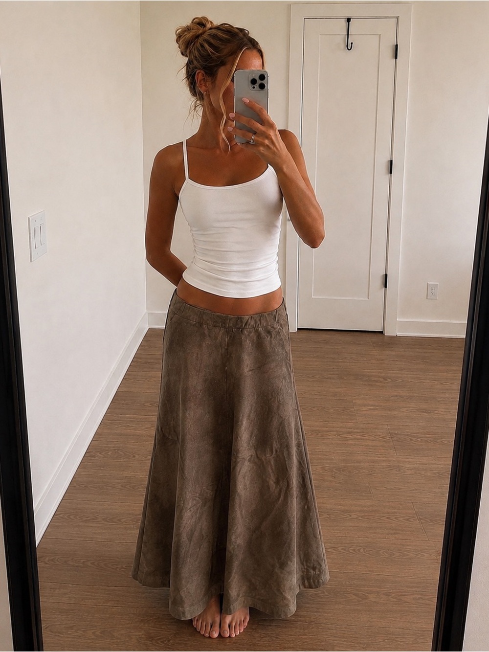 Joffs Genuine Leather Suede Maxi Skirt